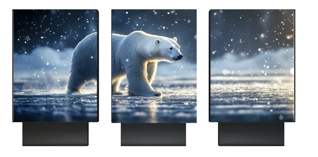 3画面デジタルサイネージ動画、3画面を使って表現するパターン